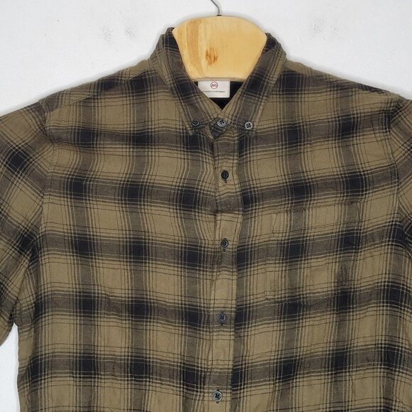AG Adriano Goldschmied‎ Medium Green / Brown Plaid Button Down Men's Shirt M - Picture 3 of 5